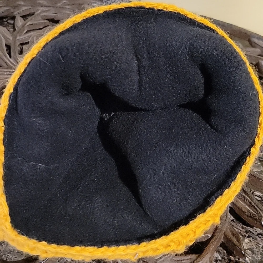 Handmade pom-pom hat beanie with fleece lining at ears crochet